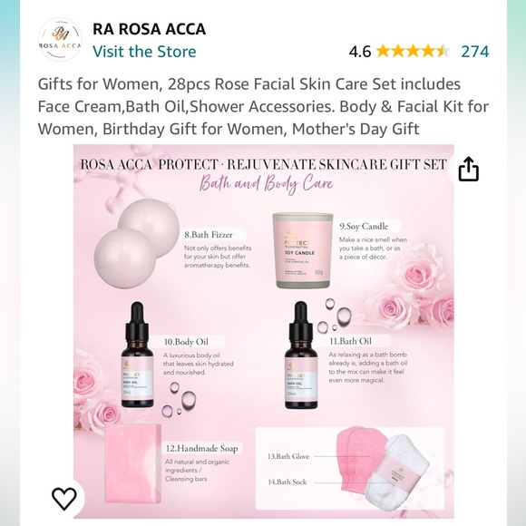 Ra Rosa Acca Skin Care Set- Pink Rose NWT - Picture 3 of 9
